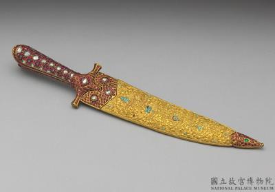 图片[2]-Ceremonial evil-eradicating gilt knife with gem inlay, Qing dynasty, 18th-19th century-China Archive